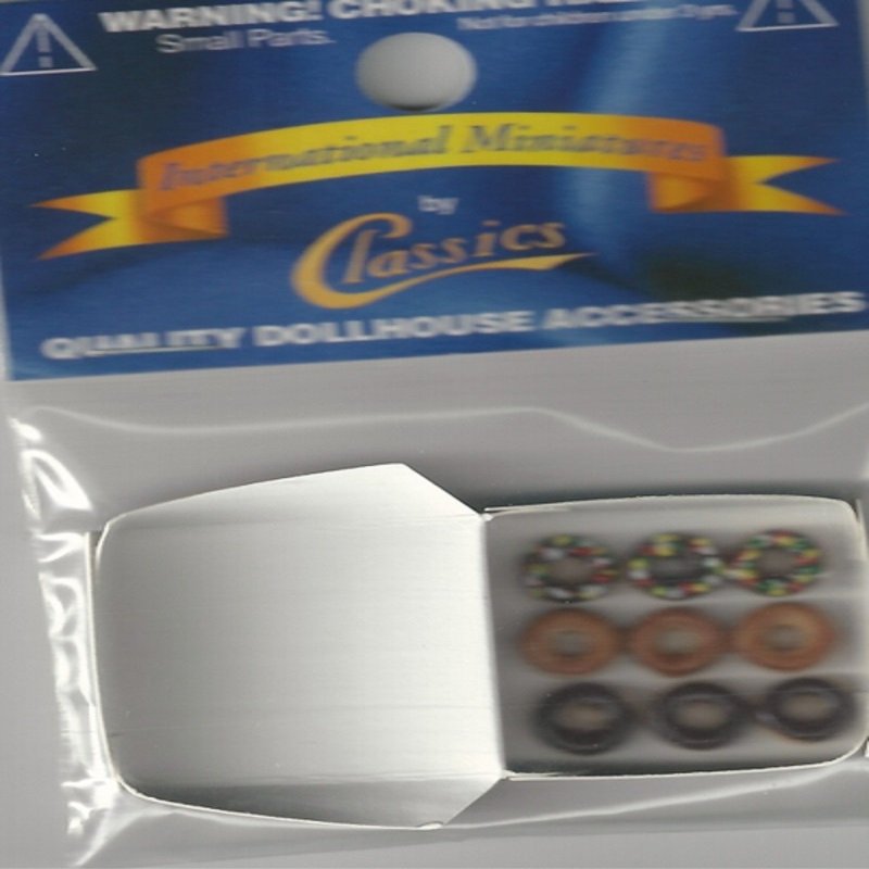 Dollhouse Miniature Set of 9 Yummy Donuts in a White Box