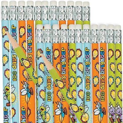 Fun Express 100 Days Brighter Pencils-2 Dz - 24 Pieces - Educational And Learning Activities For Kids