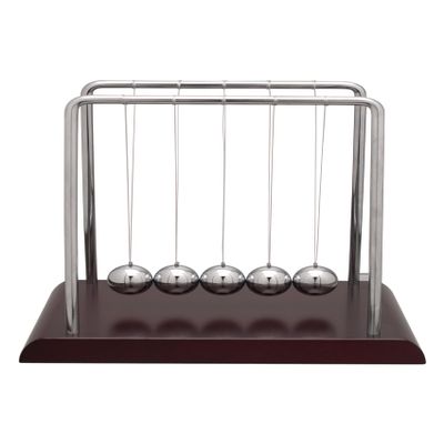 Eisco Labs Advanced Newton's Cradle with Red Wood Base - 7.25" Tall, 4.3g Ni Plated Steel Balls, 7"x6" Base