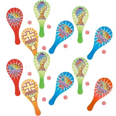 Fun Express Religious Paddleball  Faith-Inspired Toy for Kids  Church Events Group Activities or Party Favors Encourages Fun Faith-Based Play Vibrant Designs  Ideal for Gifts or Rewards  12 Pieces