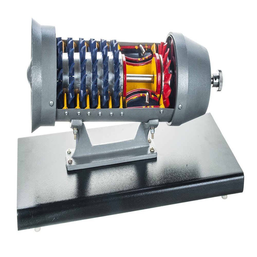 Eisco Labs Turbojet Gas Engine Desktop Model - 20"x9" Metal Base, 17" Turbojet Length