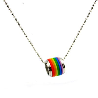PHS International Rainbow Ring W/Rubber Rings Necklace