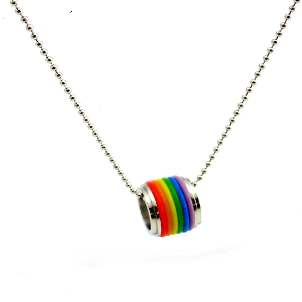 PHS International Rainbow Ring W/Rubber Rings Necklace