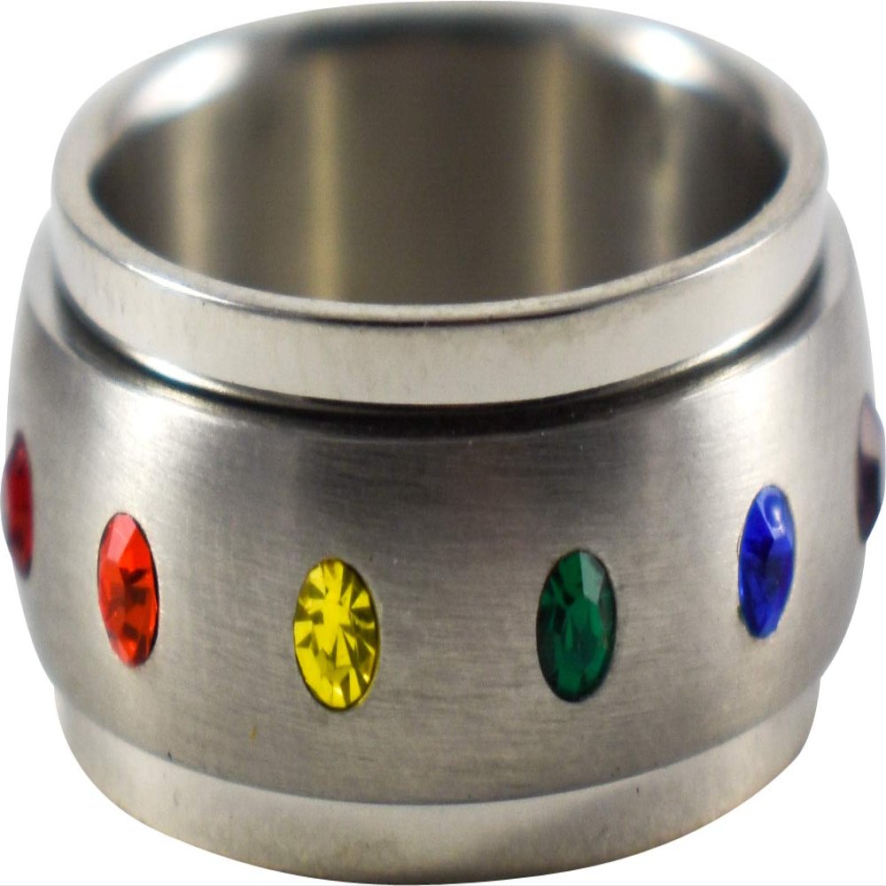 PHS International Rainbowbow Spinning Stones Ring 10