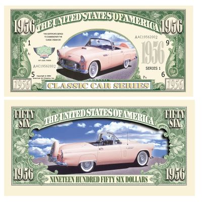 1956 Thunderbird T-Bird Novelty Money Bill (Pack of 5 Bills)