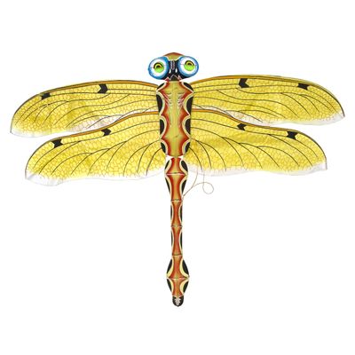 G&Z Large Yellow 3D Silk Dragonfly Kites Chinese Handmade Kites