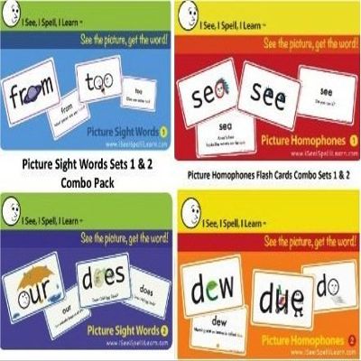 I See, I Spell, I Learn Super Combo Picture Sight Words & Picture Homophones Flashcards