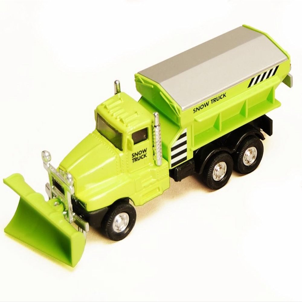 Playmaker Toys Show Plow Truck 6" Die Cast Metal Model Toy Truck w/Pullback Action (Green)