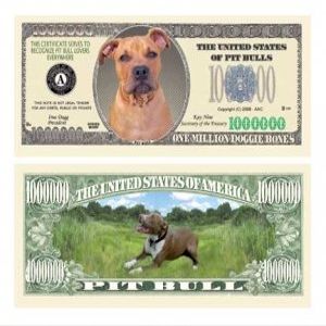 American Art Classics Pit Bull Dog Million Dollar Bill - Comes in Currency Holder Protector - Best Gift for Pit Bull Lovers