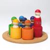 Grimm's Seven Friends in 7 Bowls: Set of Wooden Sorting & Matching Rainbow Peg Dolls with Little Cups and Tray view 2