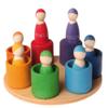 Grimm's Seven Friends in 7 Bowls: Set of Wooden Sorting & Matching Rainbow Peg Dolls with Little Cups and Tray view 3