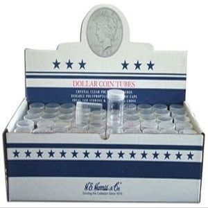 100 Large Dollar Coin Tubes Round Dollar New Crystal Clear Polystyrene - Box 100