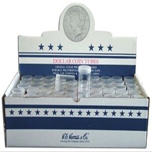 100 Large Dollar Coin Tubes Round Dollar New Crystal Clear Polystyrene - Box 100
