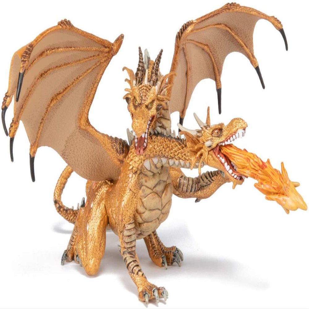 Papo Fantasy en Helden Tweekoppige Draak Goud 38938