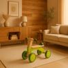 Hape Scoot Around Ride On Wood Bike | Award Winning Four Wheeled Wooden Push Balance Bike Toy for Toddlers with Rubberized Wheels, Bright Green view 4