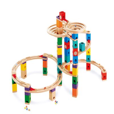Hape Quadrilla Cyclone Wooden Marble Run Race Maze Construction Building Set| STEM Educational Learning Toys for Kids