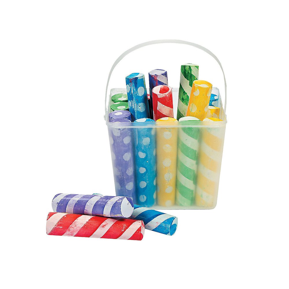 Fun Express Stripe & Polka Dot Sidewalk Chalk - 20 Pieces - Easter Basket Stuffer