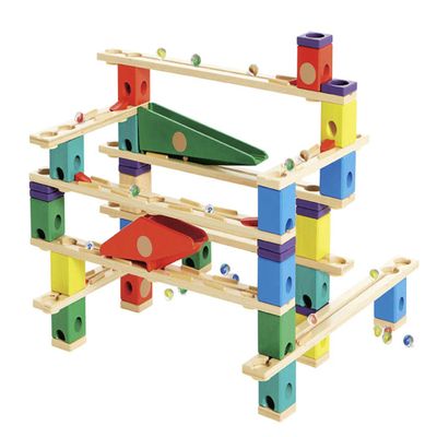 Hape Wooden Quadrilla Marble Run Vertigo Construction with Instruction| 134-PIECE STEM Educational Learning Toys for Kids