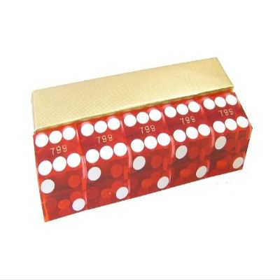 19mm A Grade Serialized Set of 5 Casino Dice (Red)