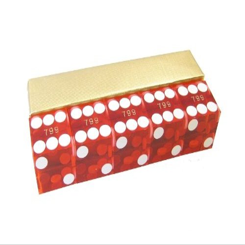 19mm A Grade Serialized Set of 5 Casino Dice (Red)