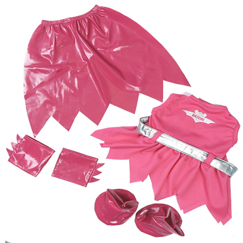 Bat Girl Outfit with Cape, Arm Bands, Boots & Silver Belt Fits Most 14"-18" Build-a-Bear & Make Your Own Stuffed Animals