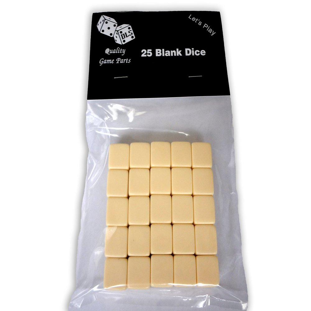 25 Blank Ivory Dice 16MM