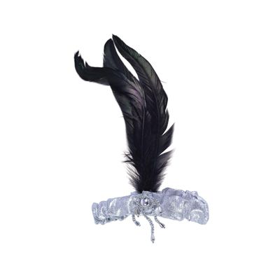 Bristol Novelty BA2816 Headband with Feathers, Womens, Black/Silver, One Size