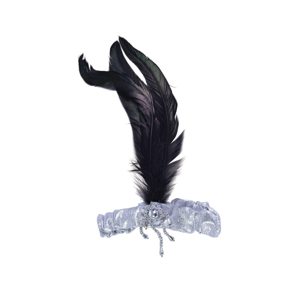 Bristol Novelty BA2816 Headband with Feathers, Womens, Black/Silver, One Size