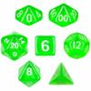 7 Die Polyhedral Dice Set - Translucent Green with Velvet Pouch By Wiz Dice view 1