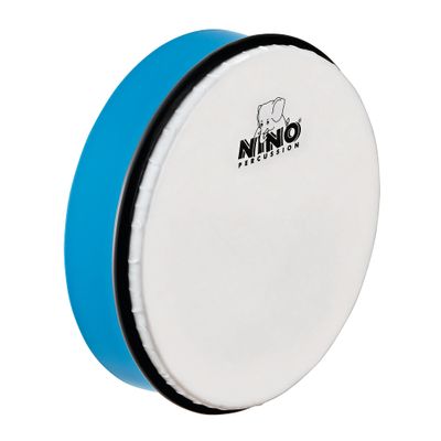 8" Hand Drum with Wooden Beater, Sky Blue - NOT MADE IN CHINA - ABS Plastic and Synthetic Heads, Great for Classroom Music, 2-YEAR WARRANTY