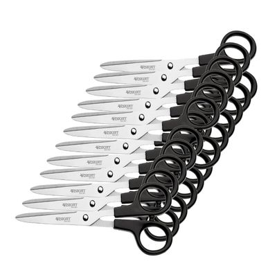 Westcott E-31170 00 Office Scissors Stainless Steel Blades and Black Plastic Handles Pack of 12) 18 cm