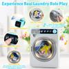 Kids Toy Washing Machine, Realistic Pretend Play Appliance for Girls, Interactive Toy Dollhouse Furniture, Play Washer and Dryer Playset with Spinning Drum, Light & Sound Effects, Laundry Basket Set view 4