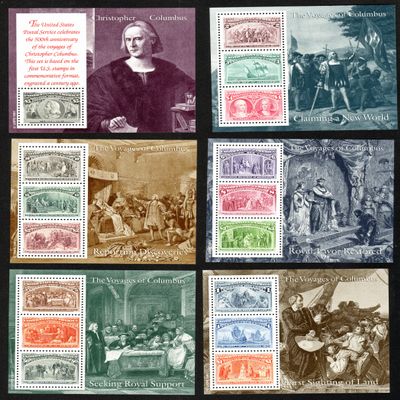 1992 Voyages of Christopher Columbus Souvenir Sheets - Set of Six Scott 2624-29 by USPS