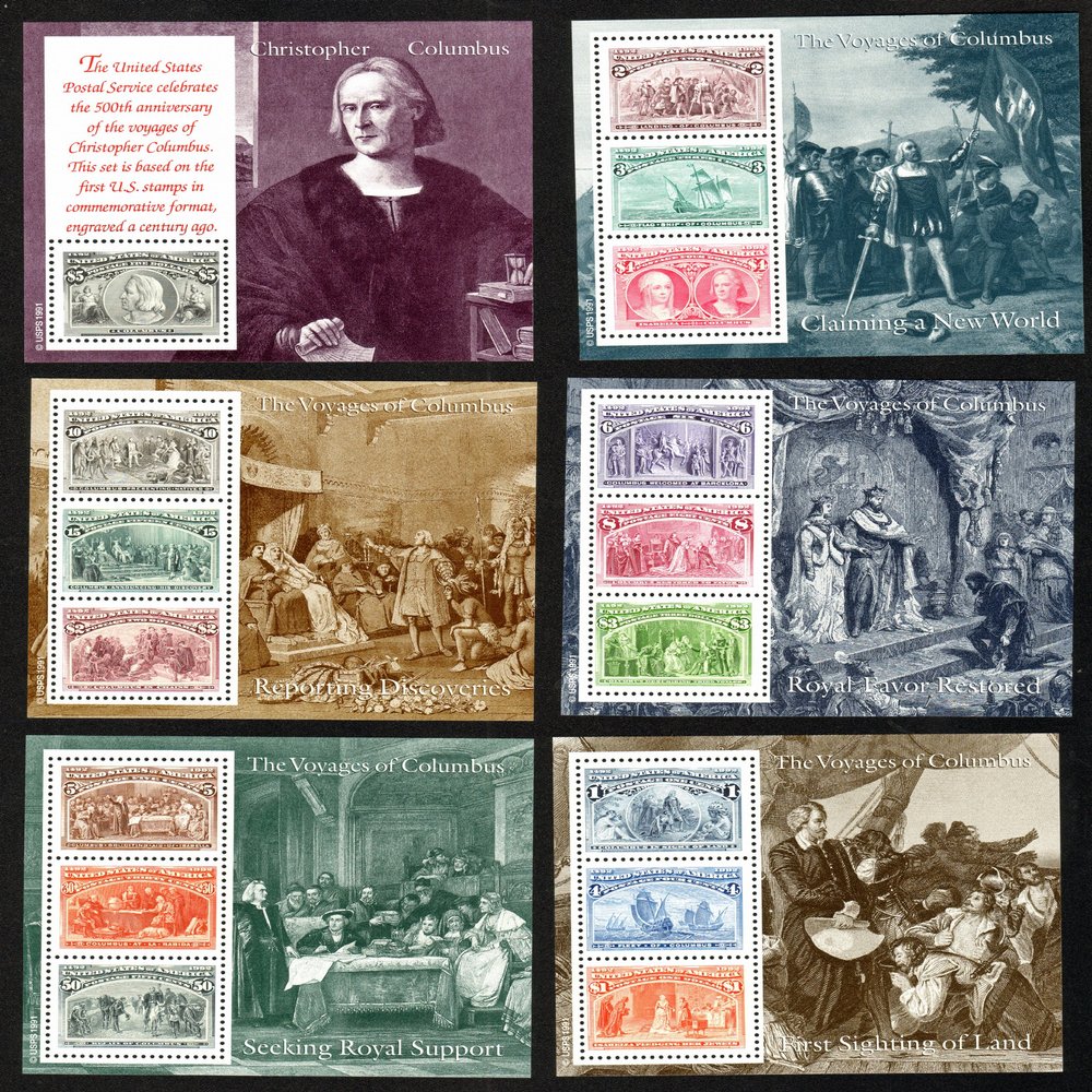 1992 Voyages of Christopher Columbus Souvenir Sheets - Set of Six Scott 2624-29 by USPS