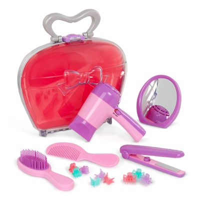 Battat Play Circle Hair Dryer with Sounds & Air Carrying Case Salon Accessories Pretend Play Toys Beauty Shop 3+ Years(15 Pieces)