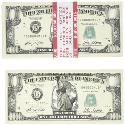 100 Count Banded Lady Libery Million Dollar Bills