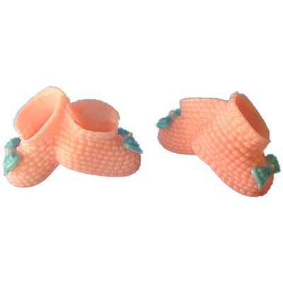 12 Baby Shower Favors Plastic Pink Booties Attached with a Blue Bow Decoration