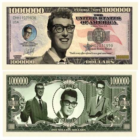 American Art Classics Buddy Holly Million Dollar Bill - Comes in Money Protector - Best Collectible Gift for Buddy Holly Fans