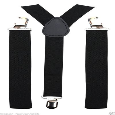 Unisex Adult Child Elastic Clip-on Brace Belt"Black"Suspender Y Back Neon Adjustable