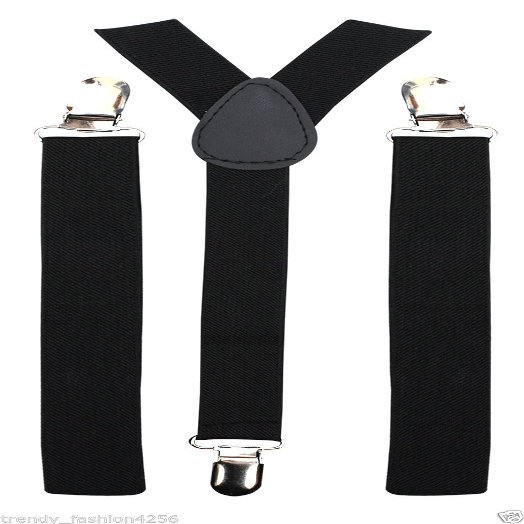 Unisex Adult Child Elastic Clip-on Brace Belt"Black"Suspender Y Back Neon Adjustable