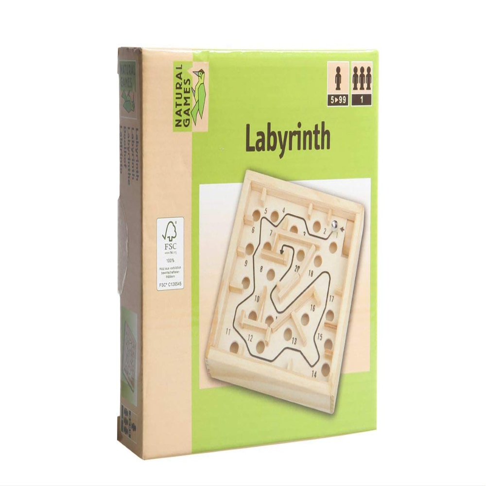 Natural Games Wooden Maze 12 x 12 cm
