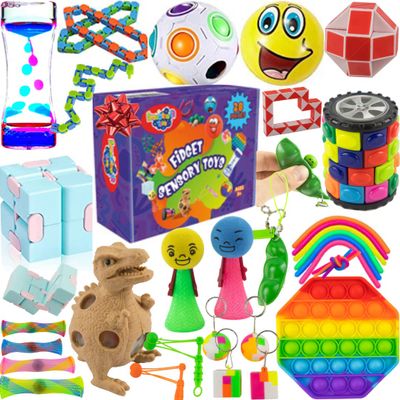 28 pcs Fidget Toys Pack, Party Favors, Autism Sensory Toys, Silent ADHD Toys for Boys & Girls, Squishy Figette Toys for Sensory Relief and Focus