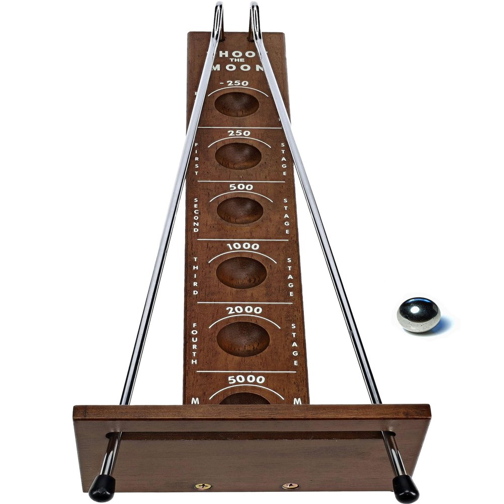 WE Games Shoot The Moon Game, Large 17.5 inch Size, Walnut Wood Stain, Retro Games for Adults, Classic Table Top Board Game