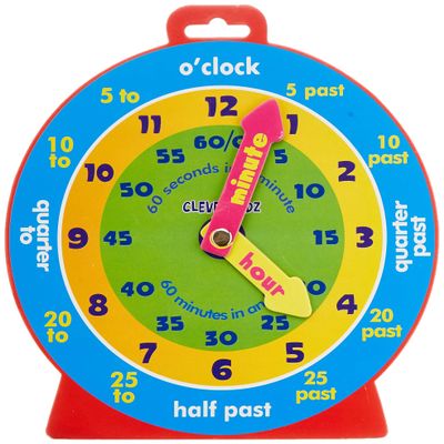 Premier Stationery Clever Kidz Magnetic Clever Clock, 23cm, Fun Learning Clock for Kids, Magnets Included