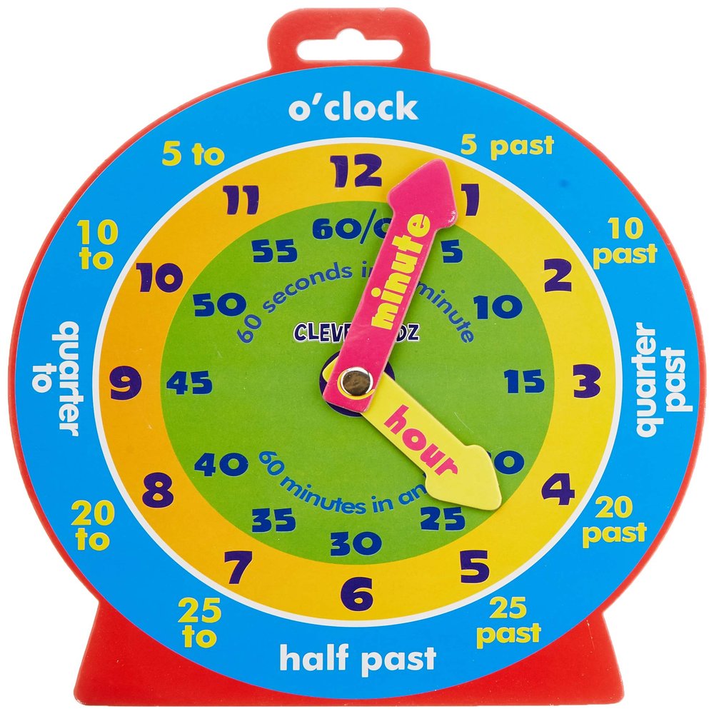 Premier Stationery Clever Kidz Magnetic Clever Clock, 23cm, Fun Learning Clock for Kids, Magnets Included