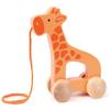 Hape Giraffe Wooden Push and Pull Toddler Toy, L: 5.3, W: 2.4, H: 5.9 inch, Orange view 1