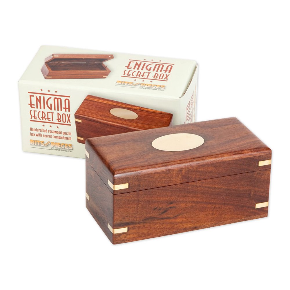 Bits and Pieces - Secret Enigma Puzzle Box - Camouflage Your Cash Money Holder - Brain Teaser - Wooden Secret Compartment Brain Game