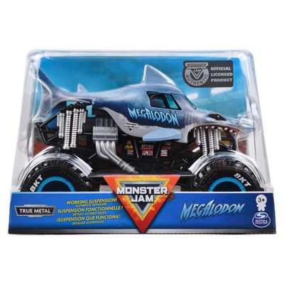 Spin Master Monster Jam 2020 Megalodon 1:24 Scale, True Metal Silver Suspension!