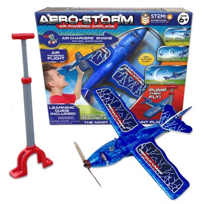 Aero Storm Kids Airplane Toy, Air Powered Flying Airplanes for Kids, Aerobatic Stunt Toy Airplane to Perform Corkscrews and Back Turns