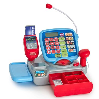 Casdon Supermarket Till | Interactive Toy Shopping Till For Children Aged 3+ | Includes Working Calculator, Microphone, Scanner & More